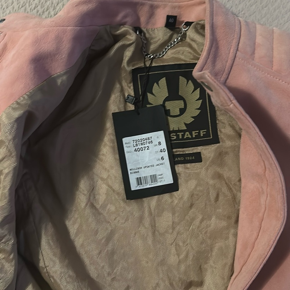 Belstaff New Mollison Ladies Leather Jacket in Bisque Pink